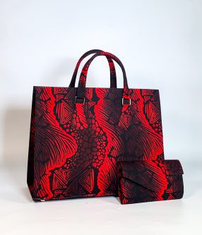 Stylish Ankara handbag African print in black and red