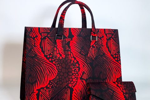 Stylish Ankara handbag African print in black and red